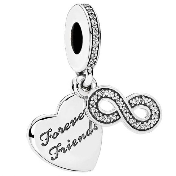Authentic Pandora Forever Friends Charm S 925 ALE sterling silver CZ 2016 - Picture 1 of 16